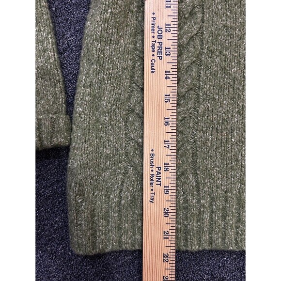 LL Bean Green Wool Blend Cardigan Sweater High Collar Size XL SHRUNK FITS LIKE M - Picture 6 of 8